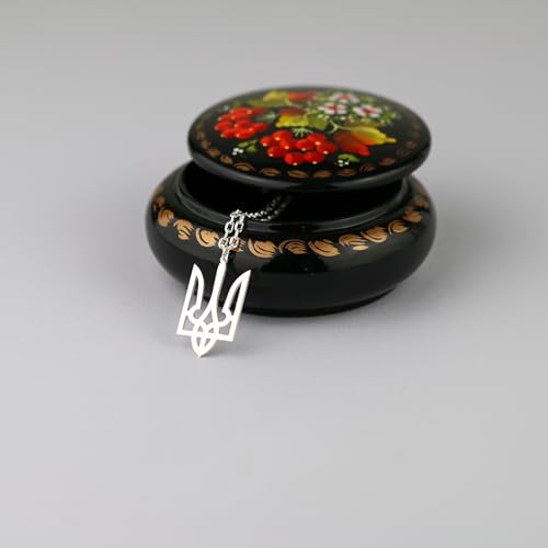 Thick Chain Ukrainian Trident Necklace, Trident Tryzub Minimalist Design, Genuine .925 Sterling Silver Necklace Pendant, Ukraine Jewelry Gift for Men2