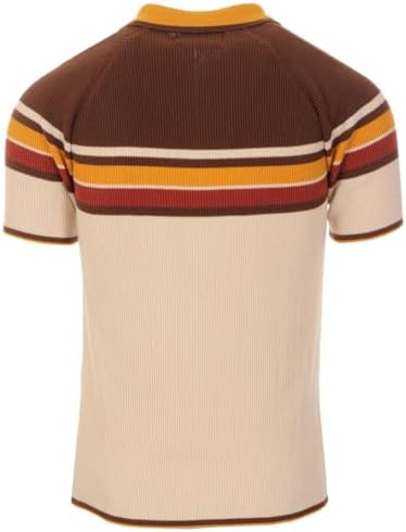 トップス 70s Mac Fane Zip Polo Knit NEW MADCAP MOD RETRO 50s 60s MENS ZIP STRIPED KNIT POLO