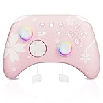 Mytrix Wireless Controllers for Switch/Switch 2, Windows PC iOS Android Steam/Steam Deck, Sakura Pink Bluetooth Controller with Programmable, Hall Effect Joysticks, Adjustable LED Light/Turbo/Vibration