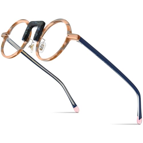 Image of HEPIDEM Multicolor Acetate Glasses Frame Men Women Round Eyeglasses Optical Spectacles 9377
