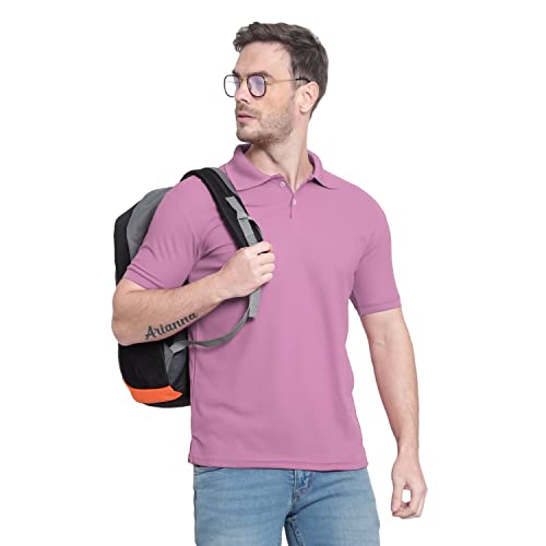 Image of Men's Poly Cotton-Matty Tshirt with Regular Fit Solid Pattern Half Sleeve Standard Length and Button Down Closure|Men's T-Shirts