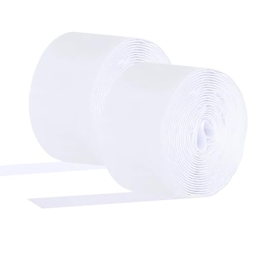 Image of WGLILO 4 Inch x 15 Feet Hook and Loop Strips with Adhesive, Double Sided Nylon Self Adhesive Tape for Home Office School and Crafting, Prevent Sofa Cushions, Mats, Mattresses from Sliding, White