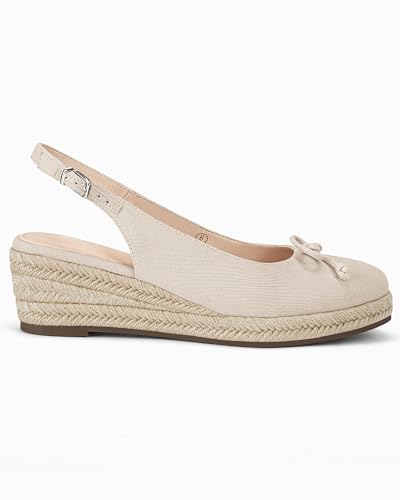 Image of Womens Closed Toe Espadrilles Wedges Shoes Platform Slingback Mid Low Heel Canvas Bow Dress Sandals