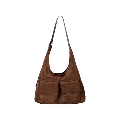Sac de navetteur décontracté en daim café style vintage - 5