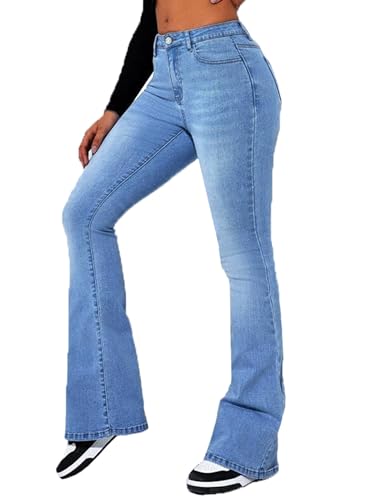 cffvdiz Bootcut Jeans for Women High Waisted Slim Fit Washed