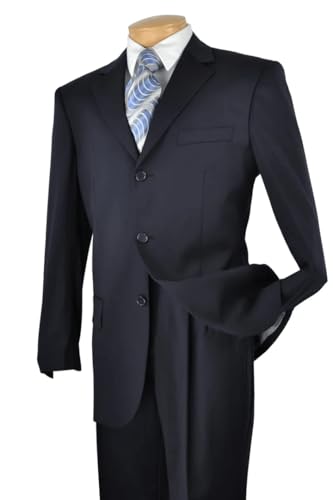 Mens Classic 3 Button Regular Fit Suit in Navy Blue2