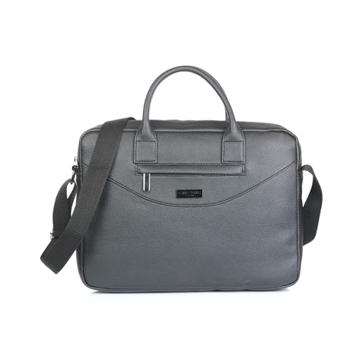 Image of KENNETH COLE Unisex Professional 15 Inch Laptop Bag | Premium Glossy Textured PU Lightweight Briefcase Bag | Adjustable Shoulder Strap, for Work, Business and Travel