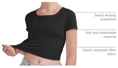 Image of EXARUS 3 Pack Girls Square Neck Top Fitted Tshirt Trendy Cute Crop Tops Tee