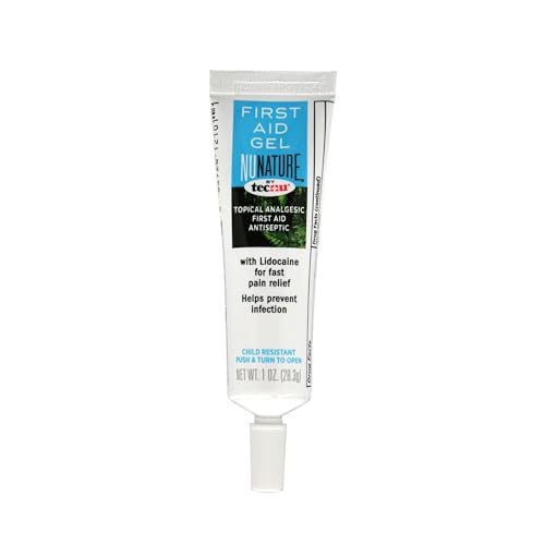 Tecnu NuNature First Aid Gel with Lidocaine, 1 Oz, Dual Action Topical Minor Burn Gel & Wound Care Treatment, Fast-Acting Relief for Burns, Cuts, Scrapes & Blisters, Antibiotic-Free Skin Care