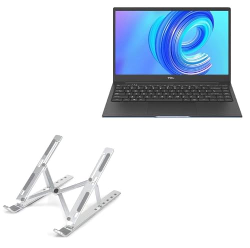 BoxWave Stand and Mount Compatible with TCL Book 14 Go - Compact QuickSwitch Laptop Stand, Portable Multi Angle Viewing Foldable Riser - Metallic Silver