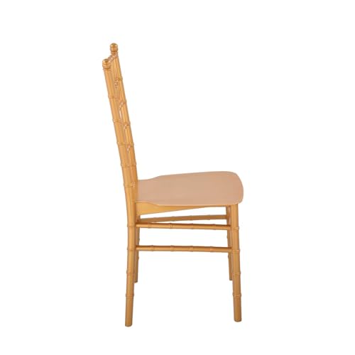 Image of Nilkamal Bliss Plastic Chair | Set of 2 | Royal Look with Balanced Posture Support | for Living Room, Dining Room, Garden, Cafes, Balconies, Weddings & Events | Shimmer Gold
