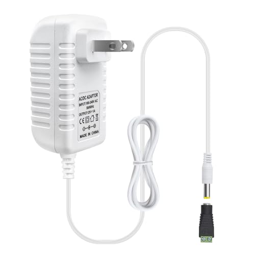 Image of 12V Power Supply, 12 Volt 1A 12W DC Power Supply, White Switching LED Power Adapter, AC 110V to 12V Wall Mounted Transformer Plug for LED Strip Lights with 5.5 /2.1 DC Female Connector