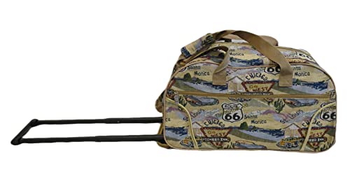 Karriage-Mate Tapestry Rolling Duffel Bag, Inline Skate Wheels. Lightweight. Carry on Size.