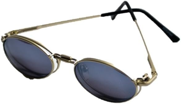 Oval silver Eyeglasses vintage style for prescription, with magnetic clip on sunglasses.