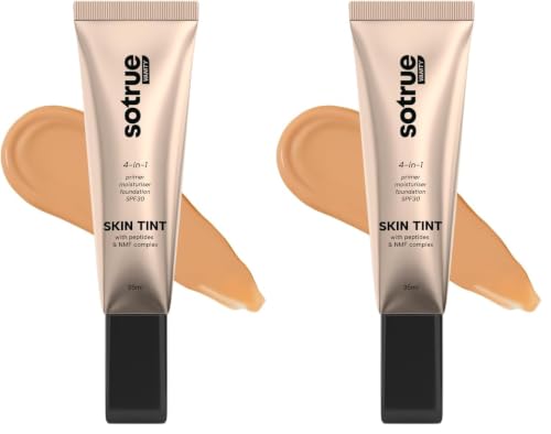 Image of SOTRUE Skin Tint with SPF30| 4-in-1 Primer, Moisturizer, Foundation & Sunscreen | Light to Medium Coverage, Dewy Glow Finish | Hydrating Formula with Collagen Peptide, NMF Complex & Vitamin E | 35ml - Walnut