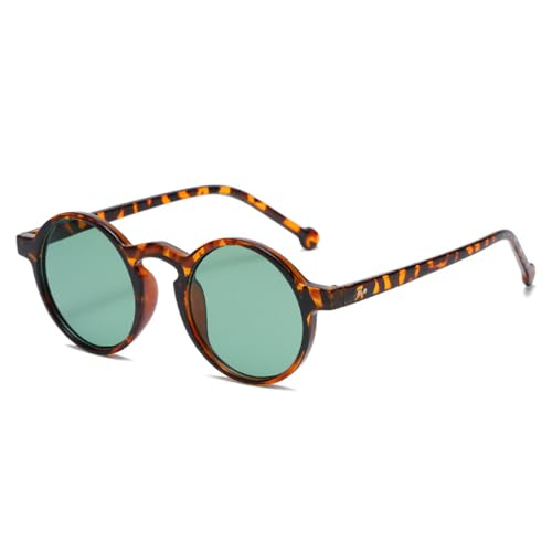 Petites lunettes de soleil rondes au fini léopard vintage : l'élégance des détails rivets