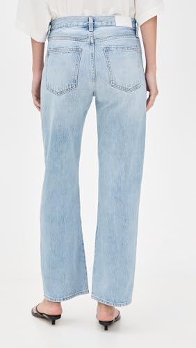 Image of PISTOLA - Lexi Mid Rise, Signature Bowed Straight Jeans - Light Denim Jeans