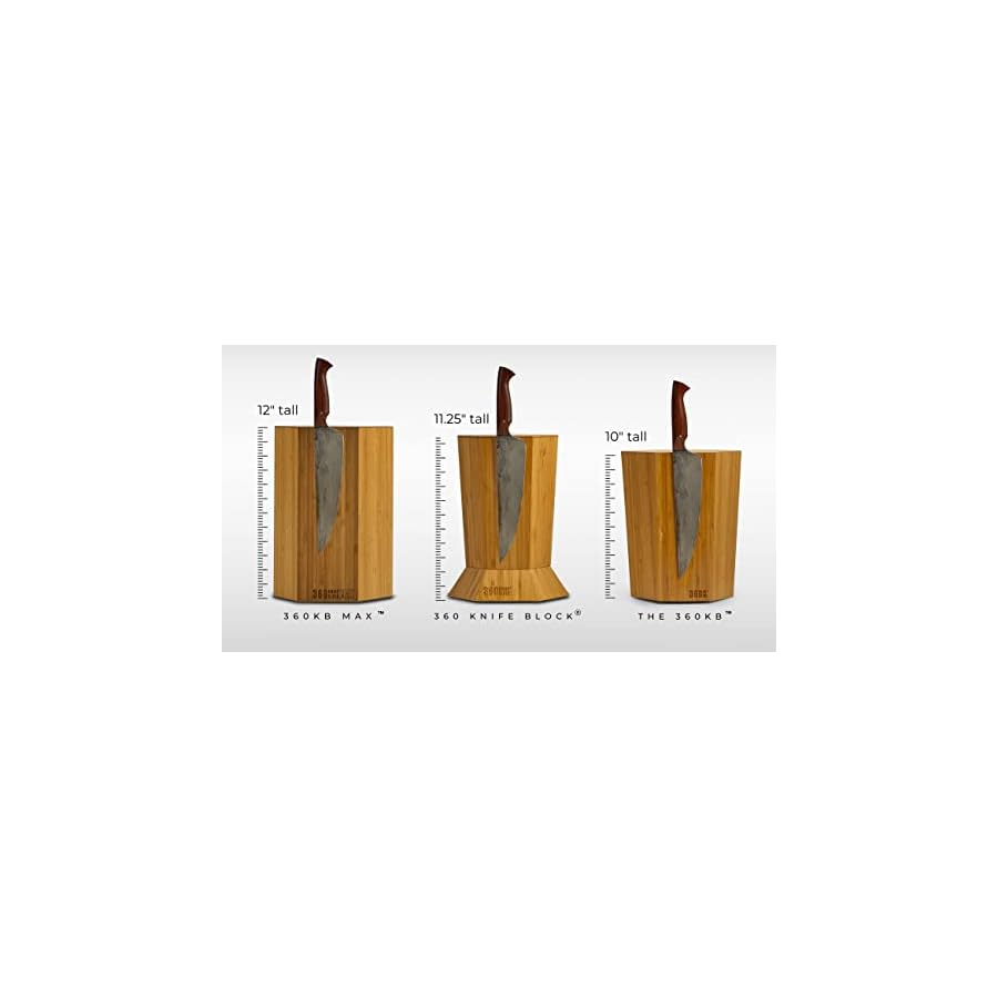 The 360KB ™ (Black) magnetic rotating knife block - handmade in Washington - shortest member of the 360 Knife Block ® family