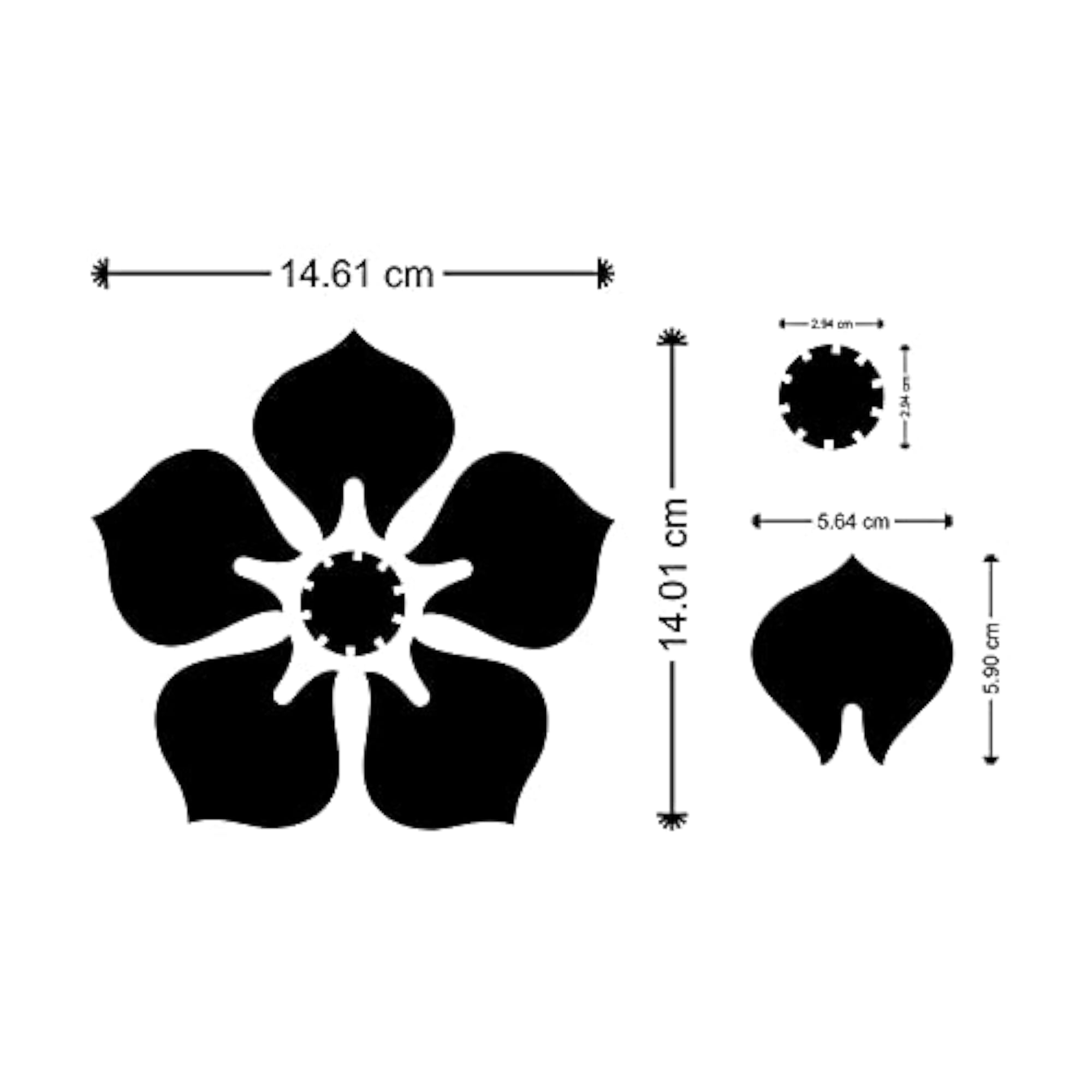 Leaf Flower Mirror Stickers for Wall Decor, Pack of 8
