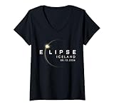 Photo Gallery donna islanda eclipse 2026 12 agosto totale solare 08.12.26 grafico maglietta con collo a v Photo Gallery donna islanda eclipse 2026 12 agosto totale solare 08.12.26 grafico maglietta con collo a v