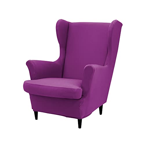 Highdi Housse de Fauteuil à Oreilles Extensible 2 Pièces Couverture de Fauteuil avec Housse de...