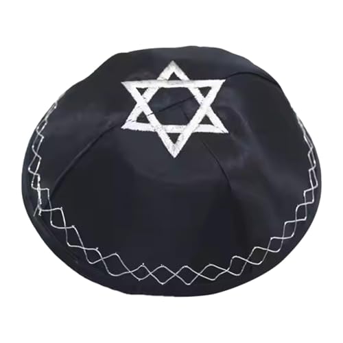LeeQinersw Yamaka Sombrero Clásico Gorro Kippah Redondo Bordado de Poliéster Suave para Celebraciones Festivas Uso Cotidiano, Negro, unico