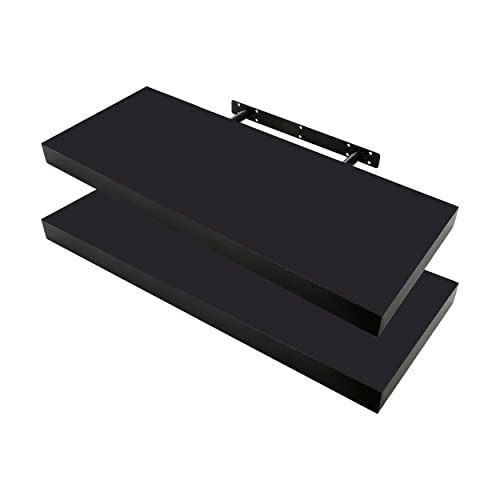 Etrexonline Estante de Pared 80x25x4cm Color Wengue, Balda Flotante Pared de Madera Fijación Invisible, Estantes de Almacenamiento Decorativos, Ideal para Salón, Habitación, Pasillo, etc..(2pz)