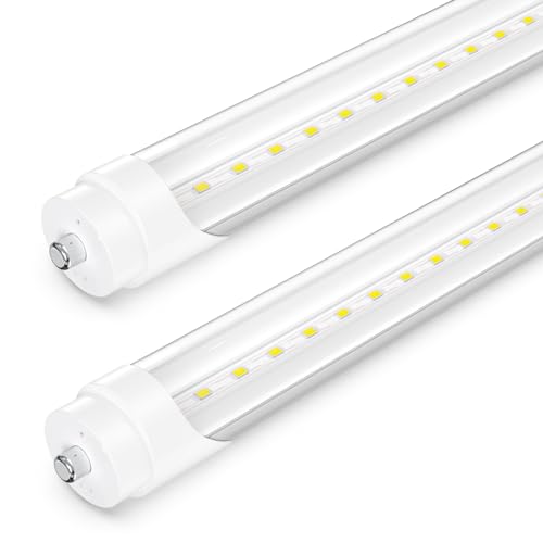SHINESTAR 2-Pack 8ft LED Bulbs, 44w 6500K Daylight, Ballast Bypass, Dual-end,