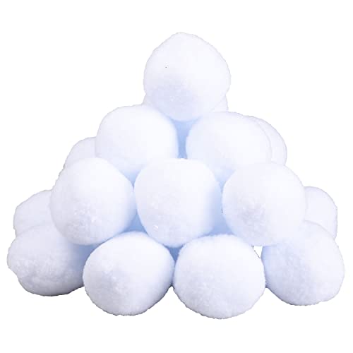 Euvoym 20 Pieces Indoor Snowball Realistic White Plush Snow Balls Fight Game Fake Snowball for Fight Winter Games Christmas Window Decoration (5cm)