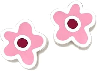 Pendientes Agatha Ruiz de la Prada plata Ley 925m colección ROSCA niña 6mm. margarita rosa - Modelo: 014ROS