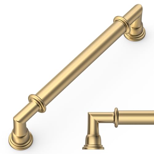Amerdeco 10 Pack Champagne Bronze Cabinet Pulls 5 Inch(128mm) Hole Center Heavy Duty Solid Kitchen Cabinet Handles Drawer Pulls