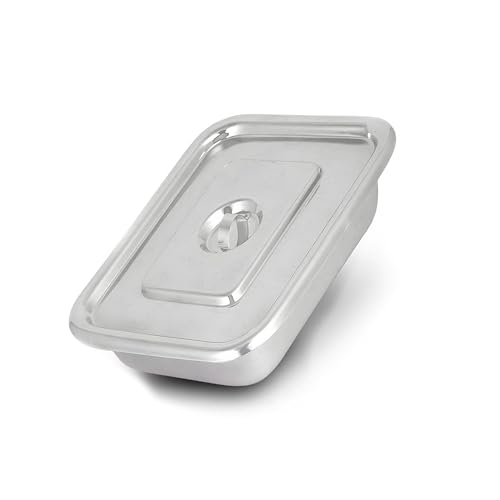 Image of OTICA Instrument Tray With Lid 8 x 3 x 1.5 inch - Stainless Steel Medical Tray With Cover | Corrosion-Resistant Tray for Hospital, Clinic & Surgery Use