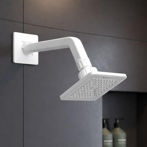 Image of YERAWAR Wall Mounted Overhead Shower Head | High Pressure Rain Shower | ABS Material Body | Anti-Clog Nozzles | Easy Install Bathroom Shower for Home & Hotel (White, 4 X 4 Inch)