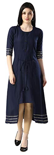 Image of Leriya Fashion Designer Slub Cotton Fully Stitched AnarklaiKurti for Women & Girls on Jeans Palazzo or Skirt