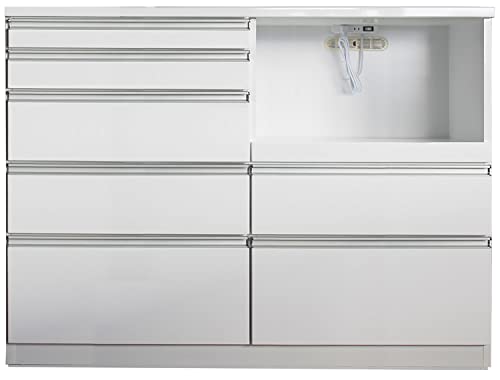 キッチン収納 カウンター 140 ハイ カウンター デイジー k21-1 aaa02470 白 完成品 キッチンボード レンジボード レンジ台 キッチン収納棚 玄関渡し ダイニングボード 幅140cm 引出しレール付き コンセント