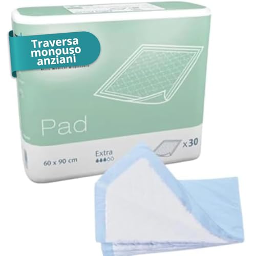 Ortopal Traverse Letto Anziani 60x90 cm, Monouso, Senza Lattice, Dermatologicamente Testate | Alta Capacità di Assorbimento (900-1200 ml), Traverse Impermeabili per Letto - 30 Unità