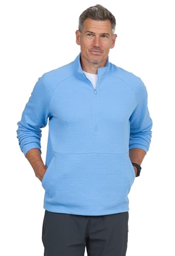IBKUL Men’s Athleisure Wear Stain Resistant-Solid Popcorn Stitch Zip Mock Pullover-95000
