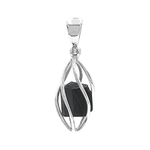 Rough Gemstone Sterling Silver Pendant with Black Tourmaline Cover