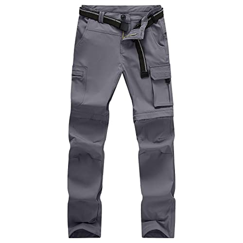 Men's Hiking Pants Quick Dry Lightweight Convertible Zip Off Breathable Cargo Pants For Outdoor, Fishing, Grey 36 #TOP1