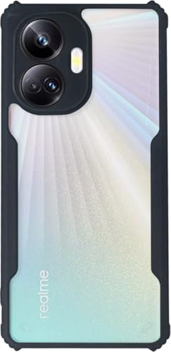 Image of AIBEX Crystal Clear Back Cover Case for Realme 10 Pro Plus 5G | 360 Degree Protection | Shock Proof Design | Transparent Back Cover Case (PC & TPU, Black Bumper)