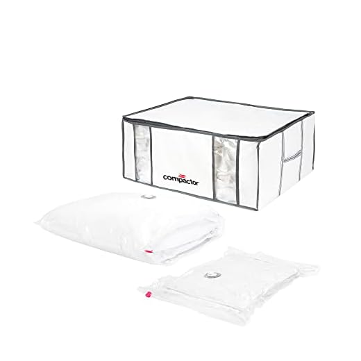 Compactor - Caja y bolsas almacenaje al vacío ropa, edredones, nórdicos, almohadas. Caja Talla XXL + 2 bolsa 38x68cm. Organizador armario bolsa al vacío ropa, compresión con aspiradora. Ahorra espacio