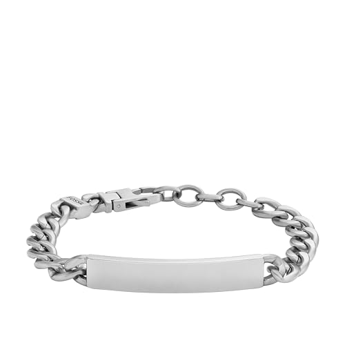 Image of Fossil Men's Plated Stainless Steel Engravable Personalized Gift ID, Chain or Cuff Bracelet for Men