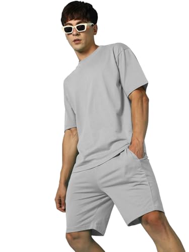 Image of Zombom Combo of Men's Night Suit | Men's Co-ord Set | Lounge-wear Nightdress Pajama Set | Summer Night Wear | Solid Plain Casual Pajama Shorts Set | Beach Wear Pack of 2