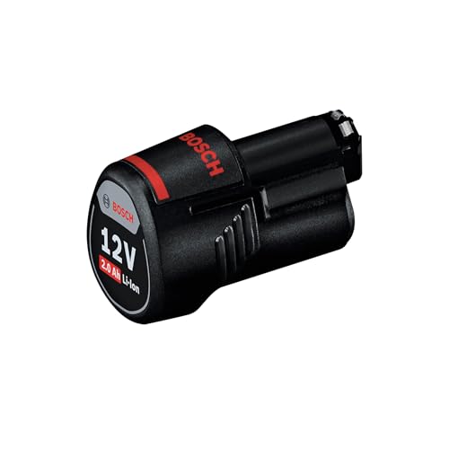 BOSCH GBA 12 V 2.0 Ah O-B Professional Battery | Li-ion Battery Technology | Compact and Lightweight Design | 1 Battery of 12 V 2.0 Ah | Fits All Tools within a Voltage Class |1 year of Warranty