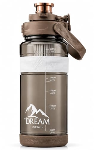 Image of 3 Liter Motivational Sports Gym Bottle with Time Markings BPA-Free Leak Proof for Adults for Gym, Travel and Office - Brownz