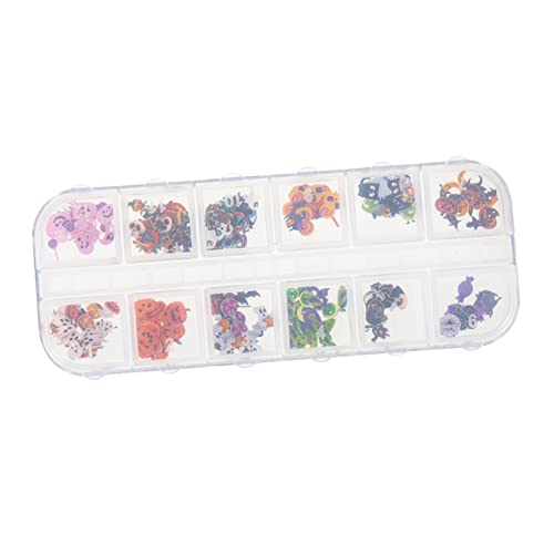 1ボックスの釘パルプ技術ステッカークウィッチーズハロウィンの煌めくハロウィンの贈り物のための女性にマニキュアの魅力秋のネイルステッカーのハロウィンの飾りネイルの装飾木材紙