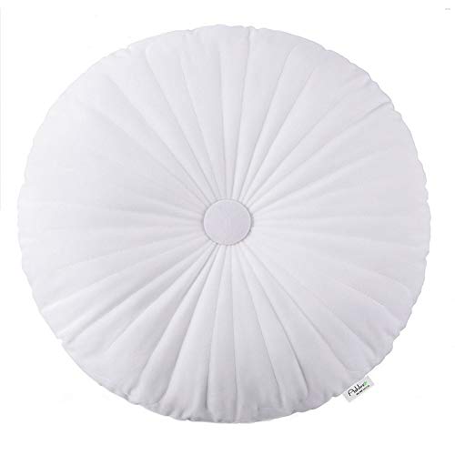 DSFHH Velvet Chair Pads Round Seat Cushion Thicken Soft Warm Washable at Home All Seasons Suitable for Kitchen Garden Dining Patio Office (Color : White, Size : 40CM*40CM)