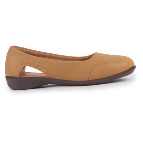 Image of FAUSTO Women Stylish Backless Casual Ballets | Low Heel Cut-Out Slip-On Ballerinas | Comfortable Walking Flats Sandals | Memory Cusion Insole
