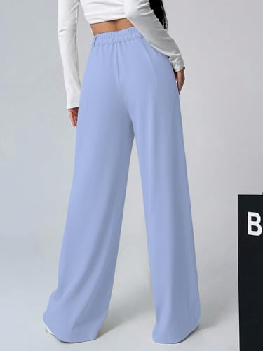 Image of Shasmi Women's Loose Mid Rise Solid, Pleated Trousers, Wide Leg Pocket Casual Long Korean Trousers Pant (146)