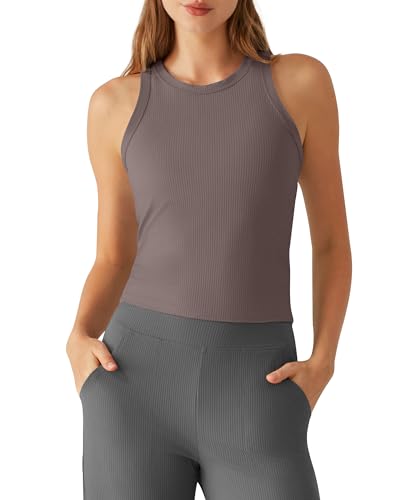 Image of G4Free Workout Tank Tops for Women Slim Fitted Racerback Ribbed Athletic Gym Yoga Tanks Summer Casual